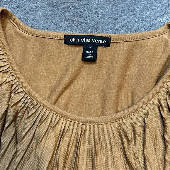 Cha Cha Vente Ruffle Shirt | Mustard | Camel Color | Ruffles | Shirt with Ruffle - Picture 3 of 9